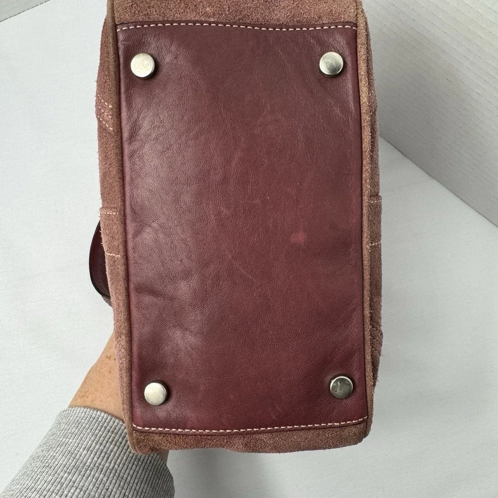 Vintage Coach 8A25 Suede Soho Mini Doctor Bag/Framed Kisslock Purse Oxblood Rare - Picture 10 of 16